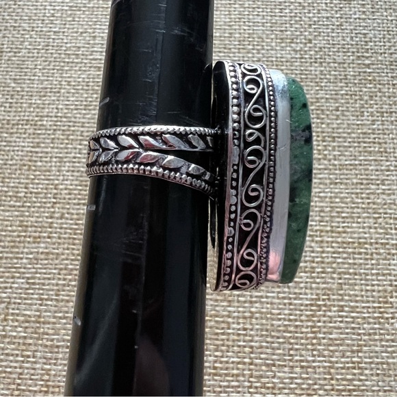Ruby Zoisite Silver Overlay Ring Size 8 - Picture 3 of 3